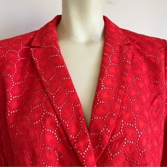 Nwt Talbots Women’s Orange & White Eyelet Button Blazer Jacket 12P - Picture 7 of 14